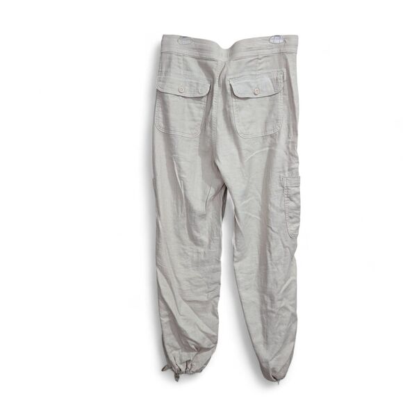 American Eagle Pants Womens Size 8 Tan Dreamy Drape Baggy Wide Leg Linen Cargo - Picture 9 of 13